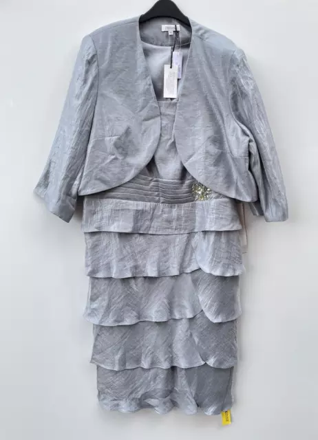 NIGHTINGALES SILVER GREY Dress Jacket Suit Outfit Size UK 24 Mother Of Bride New 89.00 PicClick UK