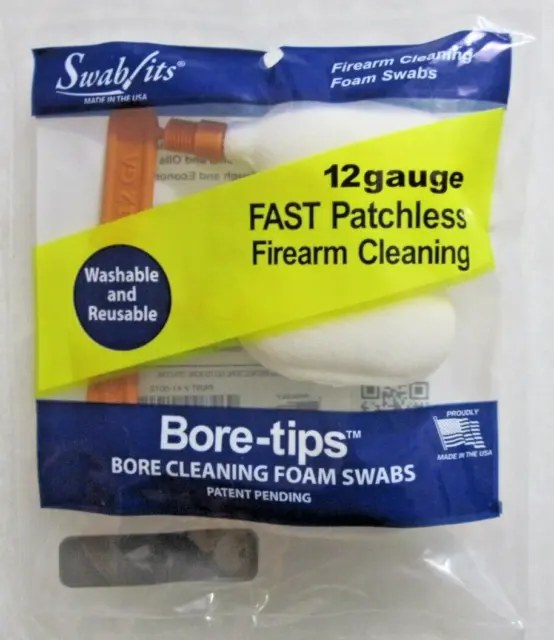 Swab Its 12 GAUGE Firearm Cleaning BORE-TIPS Foam Swabs #41-0012