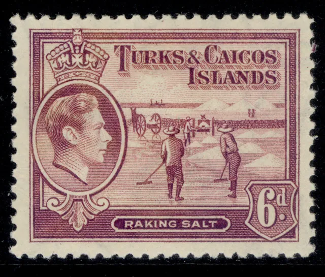 TURKS & CAICOS ISLANDS GVI SG201, 6d mauve, M MINT. Cat £22.