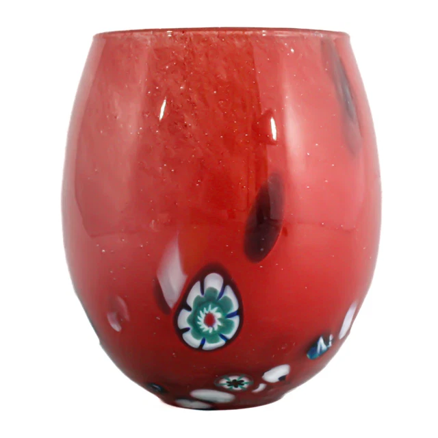 Murano Verre Buvant Verre Gobelet Rouge Vert Blanc Bleu Main Fabriqué Millefiori