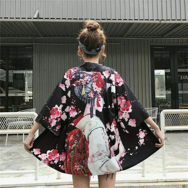 Women Girl Japanese Kimono Coat Loose Yukata Outwear Tops Vintage Floral