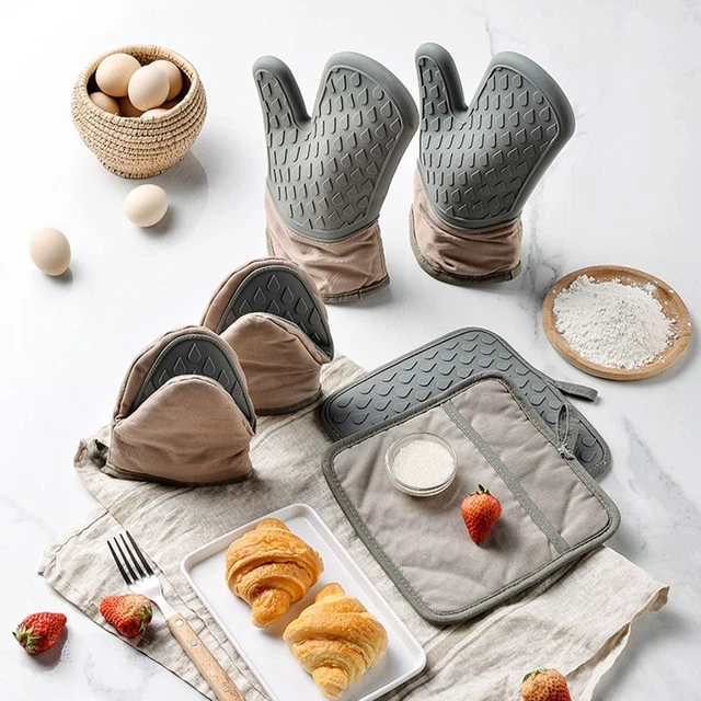 Cake Baking Anti-Scalding Cotton Oven Mitts Insulation Gloves Non-Slip