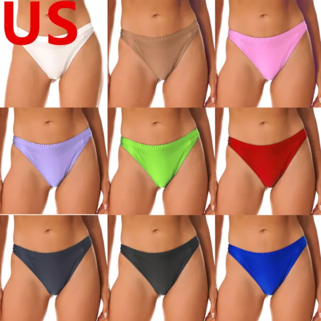 US Women Bikini Bottoms Low Rise High Cut Swim Briefs Tanga Knicker Beach Shorts
