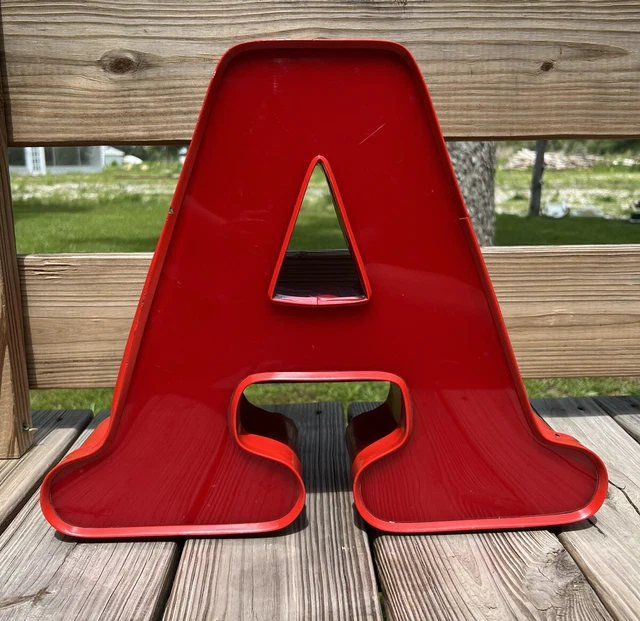14" RED A CHANNEL LETTER w/o NEON TUBE vtg ELECTRIC EXTERIOR SIGN