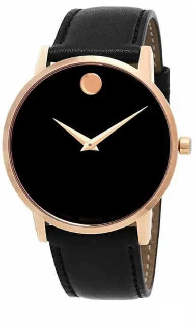 Brand New Movado Men’s Museum Classic Rose Gold Black Dial Watch 0607315