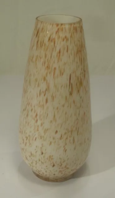 alte ÜBERFANGGLAS BLUMENVASE gesprenkeltes Dekor rotweiß Design vintage