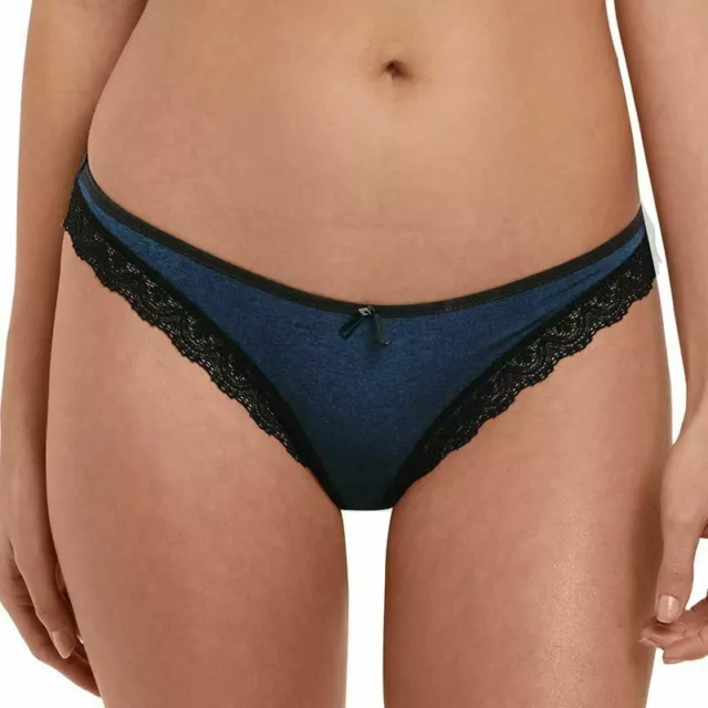 Freya Deco Amore Brazilian Brief XL 16 18 Midnight Blue Black Lace Knickers 1897