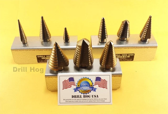 Step Drill Bit Set Molybdenum Step Bit UNIBIT Moly Drill Hog Lifetime Warranty