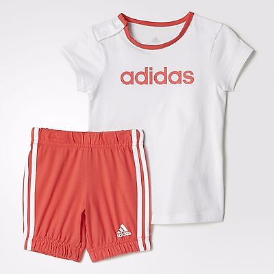 Adidas Infant Girls Summer Easy Set Tee T-Shirt & Shorts Full Set Baby Kids 3-24