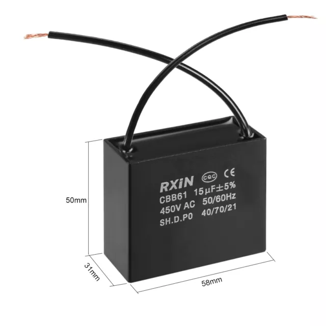 Condensateur 450V AC 8uF 2 Câble Condensateurs en film de polypropylène 15uF 2