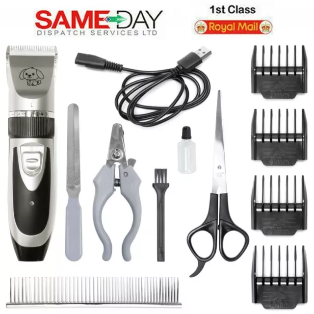 Cordless Electric Pet Dog Cats Grooming Clippers Low Noise Shaver Trimmer Kit UK