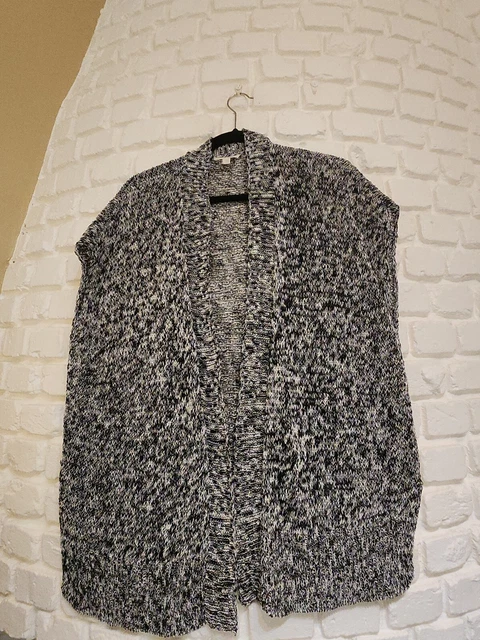 EILEEN FISHER size M Cardigan Sweater Vest Organic Cotton Linen Blend Open Front