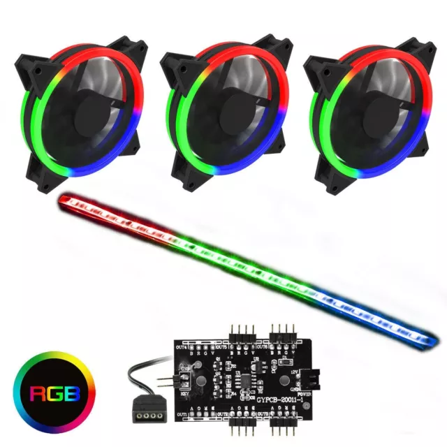 Game Max PC Gaming Case RGB LED Kit 3x Velocity Fans 1x Viper Strip 1x Hub