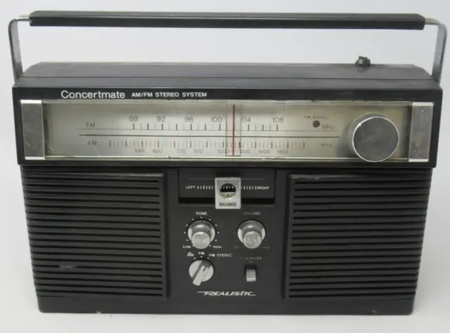 Vintage Radio Shack Realistic Concertmate Portable Am/Fm Stereo 12-708, Ac/Dc
