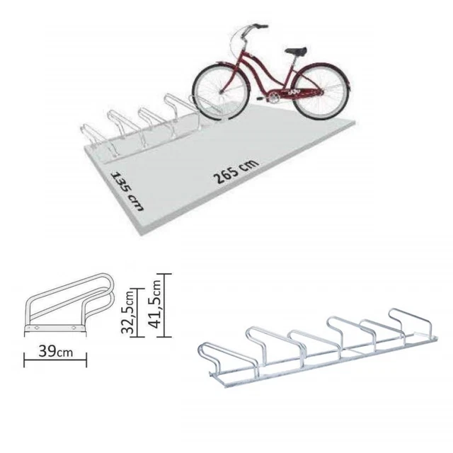 Fahrradständer Reihenparker 6-Plätze - Stahl Feuerverzinkt 210x55x41,5cm