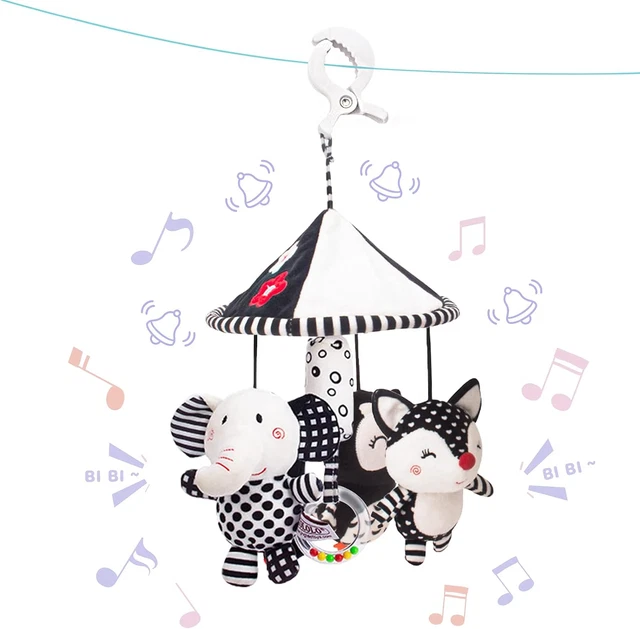 Baby Cartoon Animal Stuffed Hanging Rattle Toys,Clip on Car Stroller Toy for ...