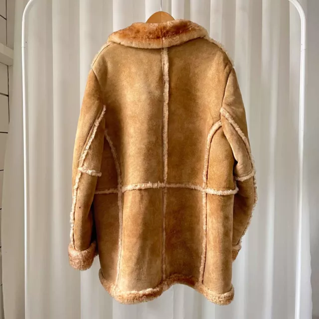 Vtg Genuine SHEARLING SHEEPSKIN Leather Coat Mens Sz 46 L Wilsons Warm Mountain 3