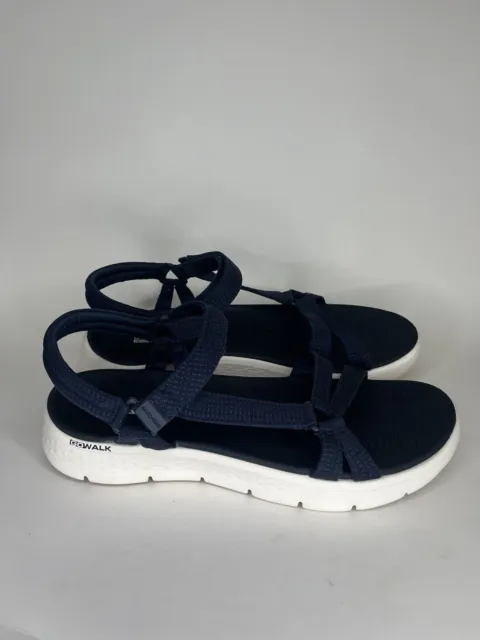 Skechers Go Walk Flex Sandals Women's Goga Mat Size 11 Navy Blue Ankle Strap