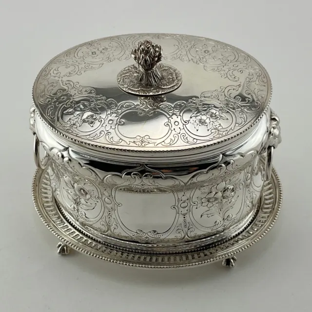 Quality Victorian Silver Plated Oval Biscuit Box or Barrel