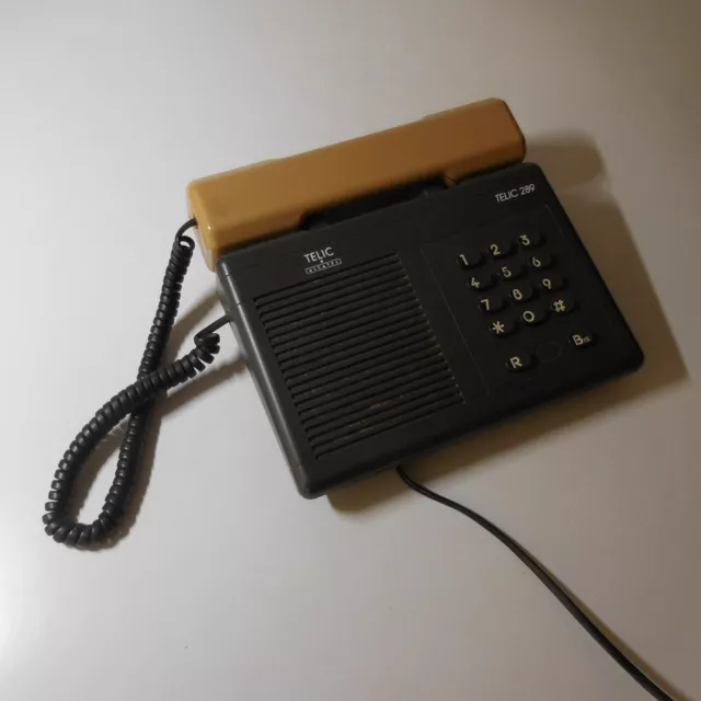 Téléphone fixe à touches Alcatel Telic 289 gris marron vintage 1975 France N8697