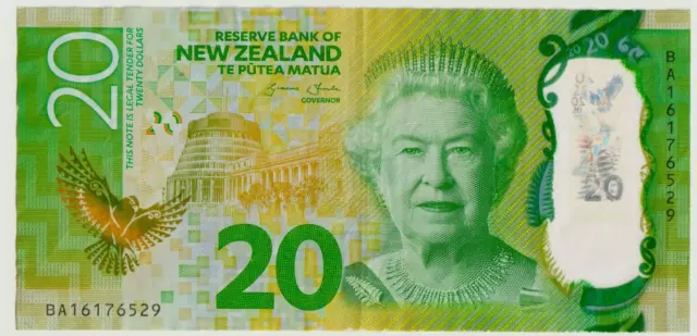 New Zealand 20 Dollars Circulated Polymer Banknote colorful currency