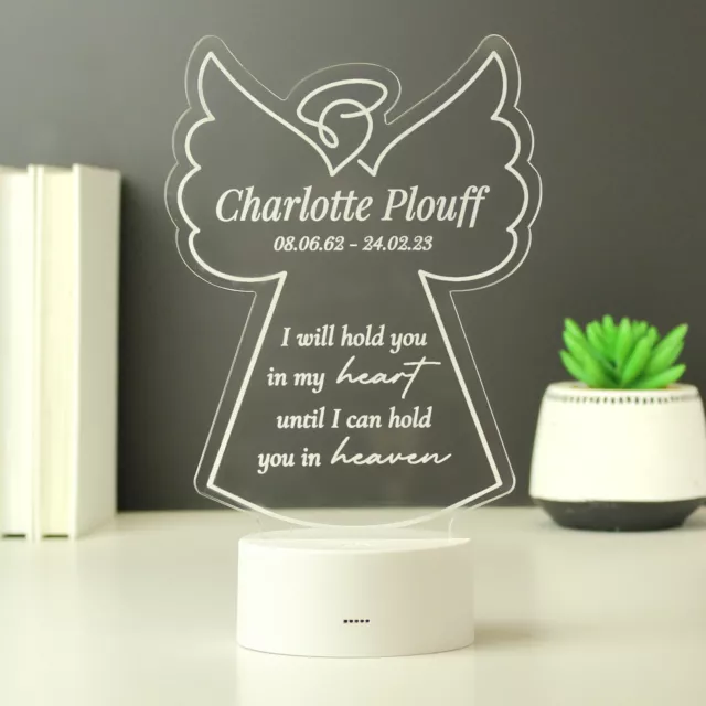 Luce LED Angelo Memoriale Verso Cambia Colore Personalizzata 2