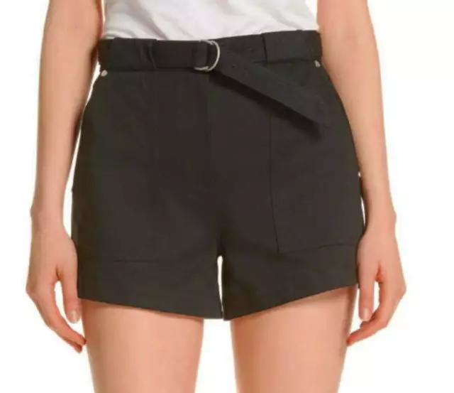 rag & bone Belted Utility Shorts 12 Large Black $295 Front + Back Pockets NWT