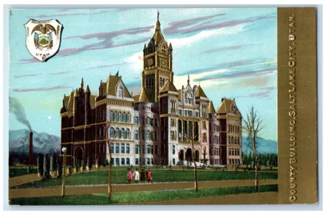 c1910 County Building Exterior Building Salt Lake City Utah UT Embossed Postcard