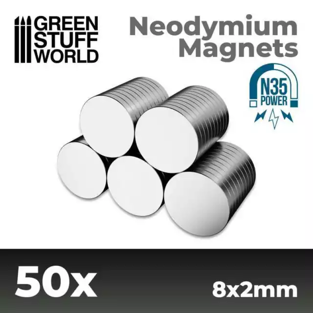 Green Stuff World 11517 Magnets 8x2mm 50 units (N35) (for miniatures)