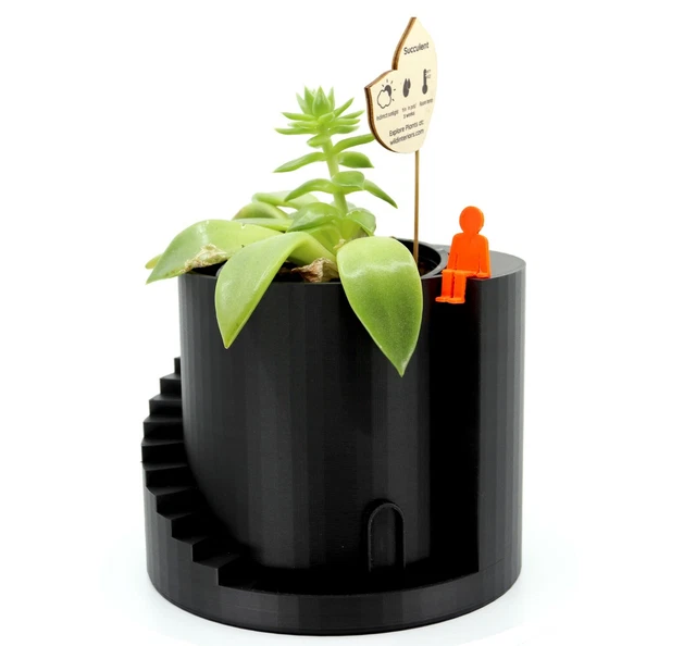 Modern Stairway Circular Planter, Self Draining Plant Holder, Quirky Planter