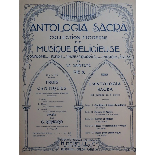 RENARD Georges Trois Cantiques Chant Orgue