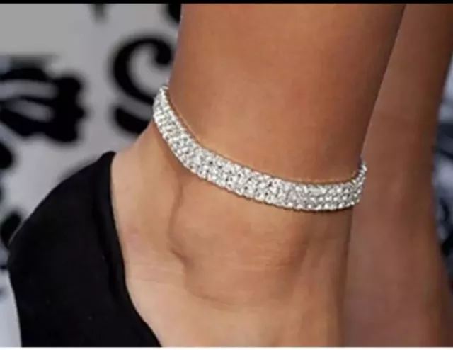 Bracciale cavigliera tennis argento da donna con cristalli swarovski R originali