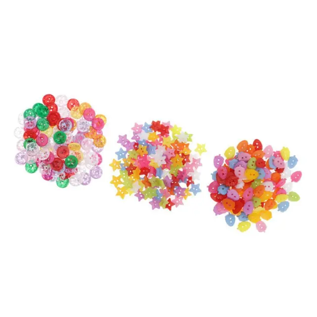 100x Mehrfarbig Zwei Loch Kunststoff Tasten Stern / Rund / Erdbeere für