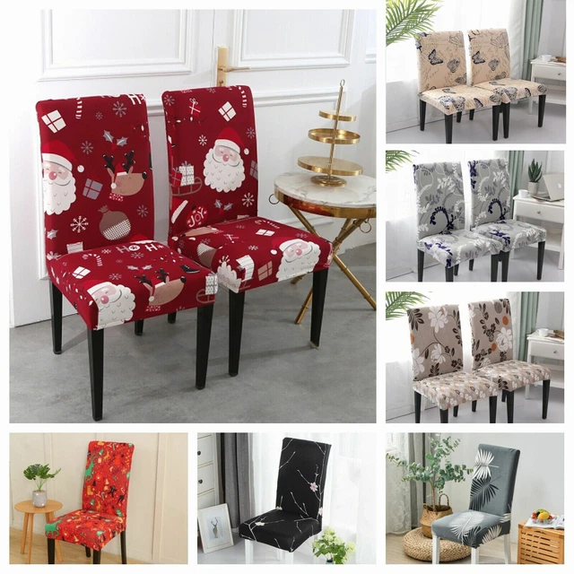 Stretch Dining Chair Covers Slipcover Spandex Christmas Cover 4 6 8PCs Removable