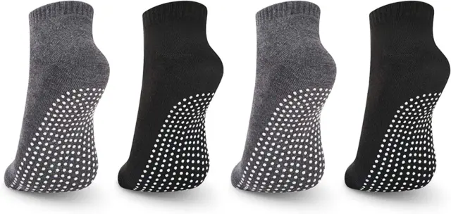 anti Slip Non Skid Socks,4 Pairs Unisex Grip Socks for Yoga Home Workout Barre P