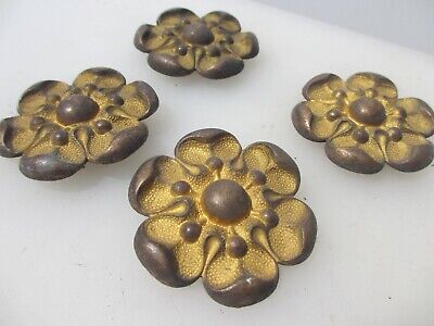 Victorian Brass Picture Rail Hook Covers Antique Old Flower Ormolu Mounts Gilt 4