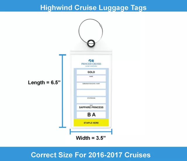 Cruise Tags Luggage Etag Holders Zip Seal & Steel Loops Thick PVC 3