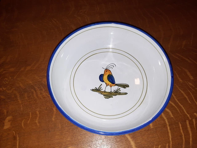 Deruta Italy Majolica Pottery 9-1/2" Serving Bowl, Uccello