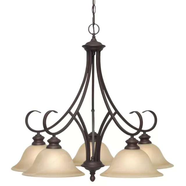 Golden Lighting 6005-D5 RBZ Lancaster - Nook Chandelier 5 Light in Casual style