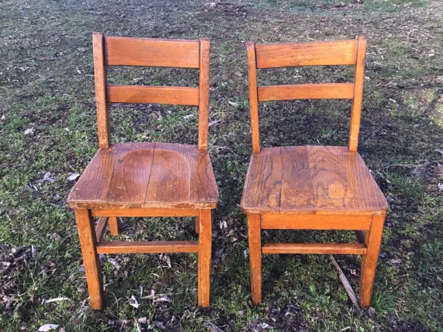 Antique  Oak Kindergarten Chairs From Calumet Township Lake County, In