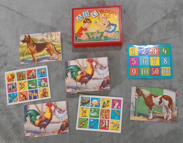 VINTAGE 1940S ABC Toy Wood Blocks West Germany Original Case Alphabet VINTAGE 1940S ABC Toy Wood Blocks West Germany Original Case Alphabet