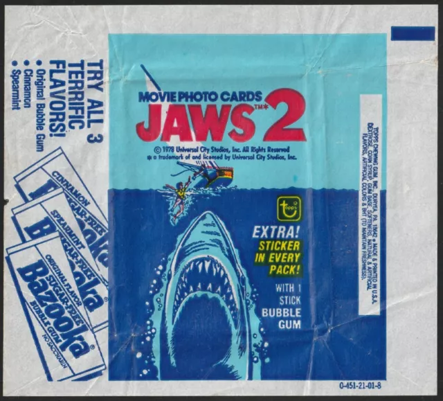 Booster Pack Wax Wrapper - Jaws 2 - 1978 Topps *W18*