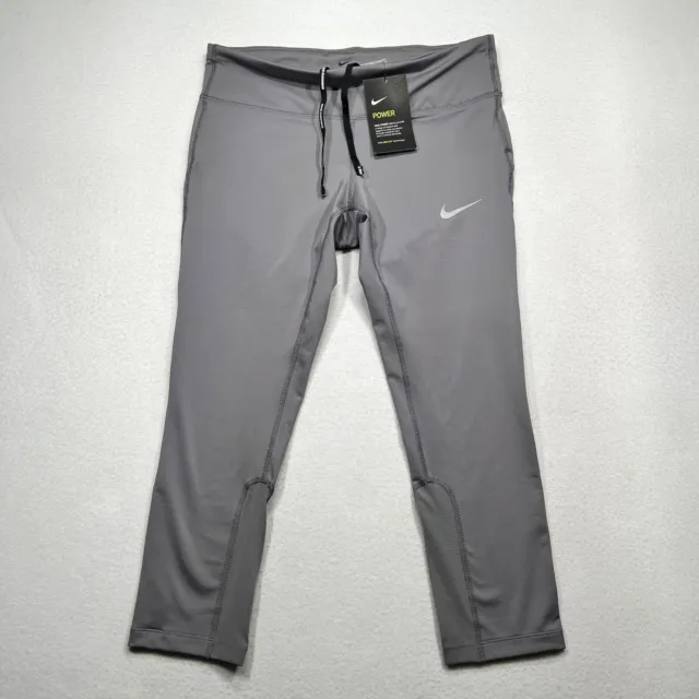 Nike Women’s Power Epic Run Cropped Pants Running Tights Yoga Gym Gray Sz M NWT