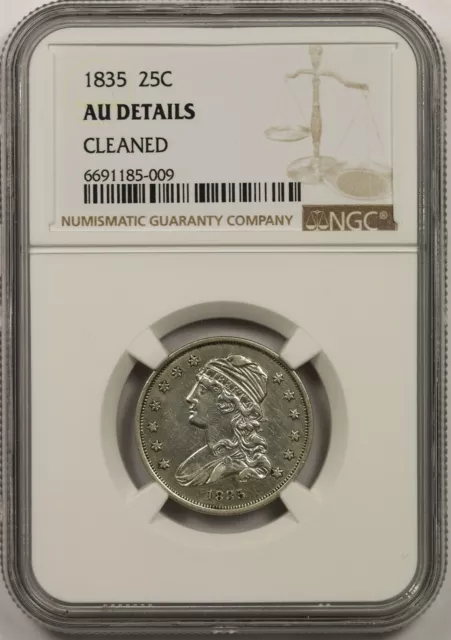 1835 25C NGC AU Details (Cleaned) Capped Bust Quarter