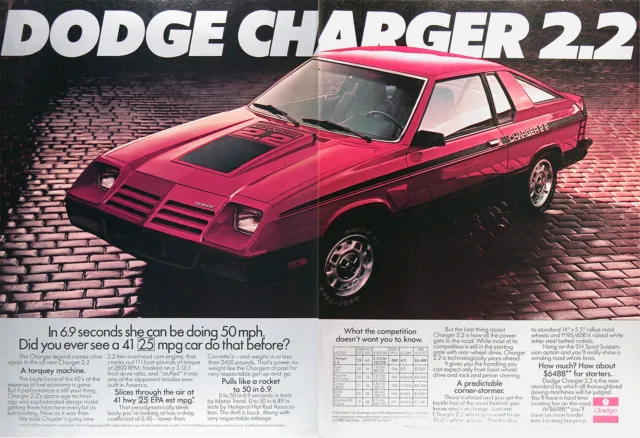 1981 DODGE CHARGER 2.2 Genuine Vintage Ad ~ MSRP $6,488 ~ FREE SHIPPING!