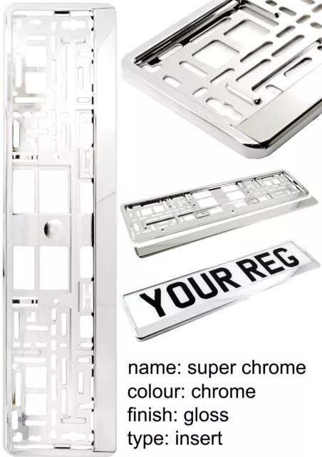 2 x CHROME EFFECT NUMBER PLATE HOLDER SURROUND CAR THE BEST GOOD FOR CAR, VAN 2