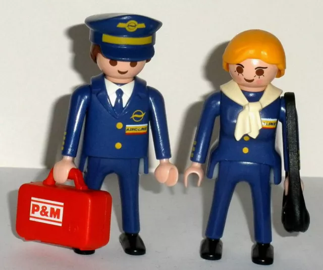 ♛playmobil - FLUGHAFEN - 1 Flugkapitän / Pilot + 1 Flugbegleiterin / Stewardess♛