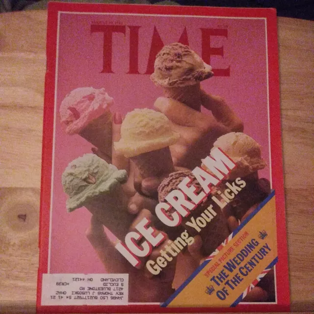 Vintage Time Magazine - August 10, 1981 - Ice Cream / Royal wedding pics