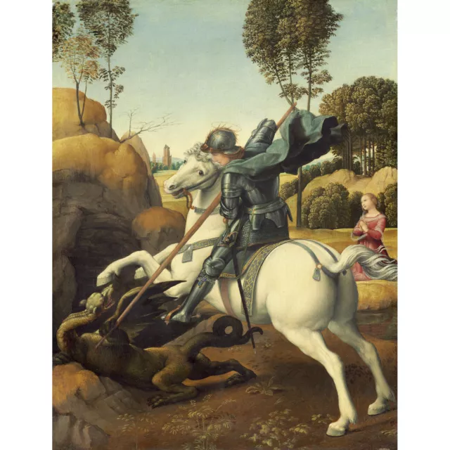 Painting Raphael Saint George And The Dragon Xxl Wall Canvas Art Print