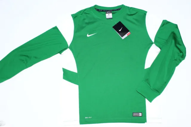 Nike TEAM Shirt Youth Boys XL Green Long Sleeve Athletic Soccer Futball NEW